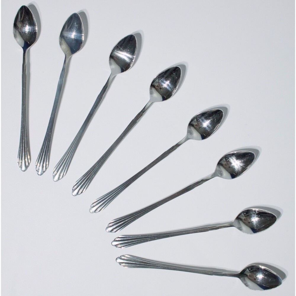 Vintage Retroneu Korea 8 Pcs. Long Iced Tea Spoons 18/8 Flatware BARRINGTON